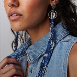 Free People Bridge Shell Earrings in Blue NWT